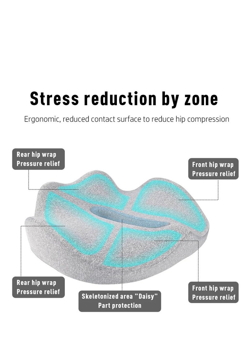 Memory Foam Seat Cushion for Coccyx and Hemorrhoid Pain Relief, Easy to Carry, Anti-Slip, and Rebound to Original Shape
