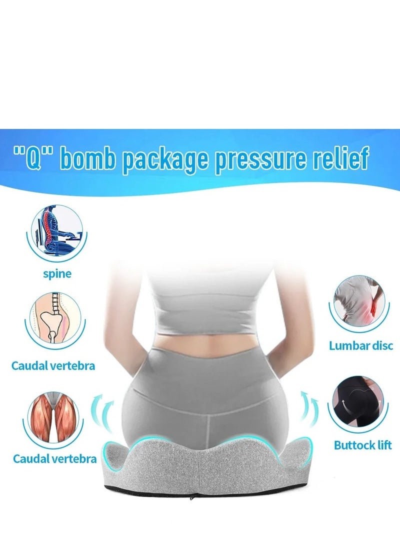 Memory Foam Seat Cushion for Coccyx and Hemorrhoid Pain Relief, Easy to Carry, Anti-Slip, and Rebound to Original Shape