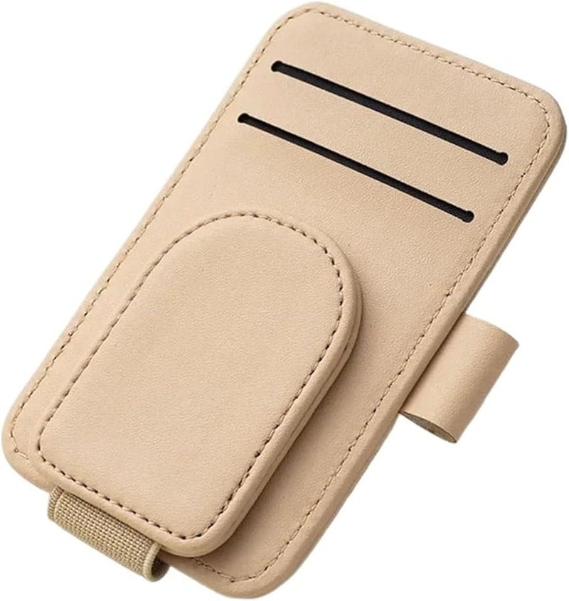 2024 Multifunctional Car Glasses Clip Sun Visor Sunglasses Storage Beige - Image 1