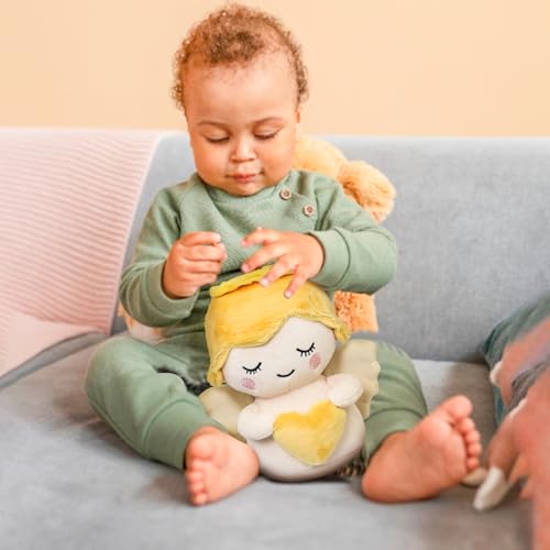 Malihome لعبة ملاهيم الملائكية الناعمة للأطفال ملاك محبب بأجنحة بيضاء ويحمل قلب هدية ملاك محشوة للأطفال الأولاد والبنات مناسبة لجميع الأعمار قلب - Image 5