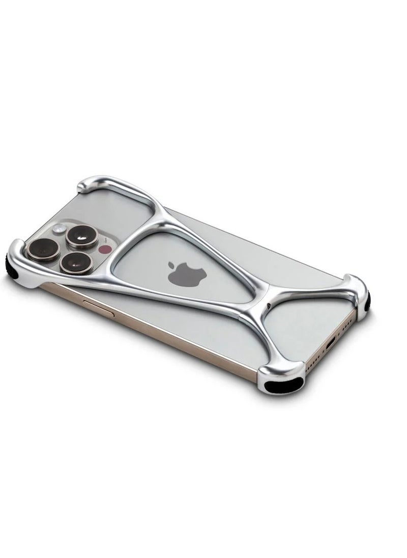 darc iPhone 15 Pro Max Slim and Lightweight Stainless Steel Case in Matte Silver Color  - Image 2