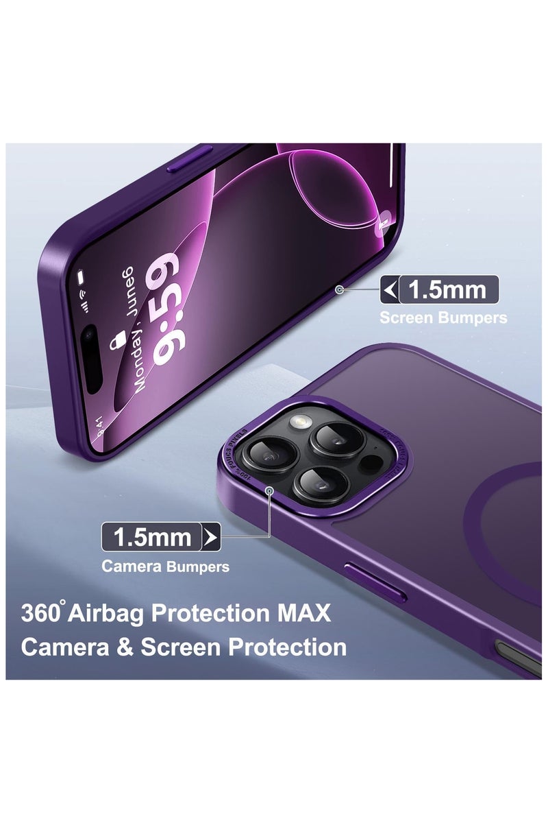 for iPhone 16 Pro Max Magnetic Case, Compatible with MagSafe, [Shockproof Military Grade Protection] Translucent Frosted Back Case, Ultra Strong Phone Protective Cover with Powerful Magnet for Apple 16 Pro Max (2024)(Purple) - Image 5