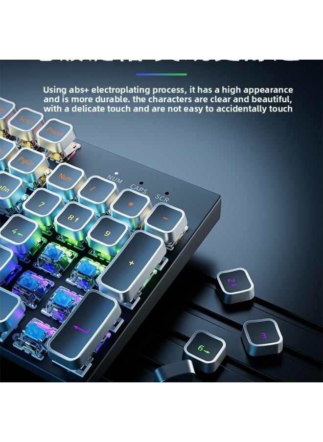 Generic E Computer Mechanical Keyboard Game Green Axis Retro 4 Electric Competition Wired Mouse Dedicated Suit Wireless Bluetooth 10-Colour:Green Axis [crisp Feel] - Black Punk Upgraded Version [white Light] + Mouse - Official Standard  - Image 4