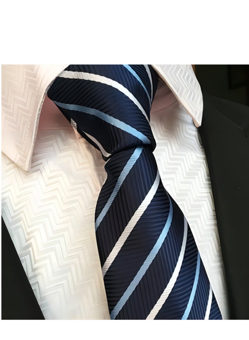 مجموعة أزرار أكمام للرجال مكونة من 6 قطع من علبة هدايا ربطة عنق فاخرة مربعة الشكل وجيب مربع أنيق ومشبك ربطة عنق - Image 3