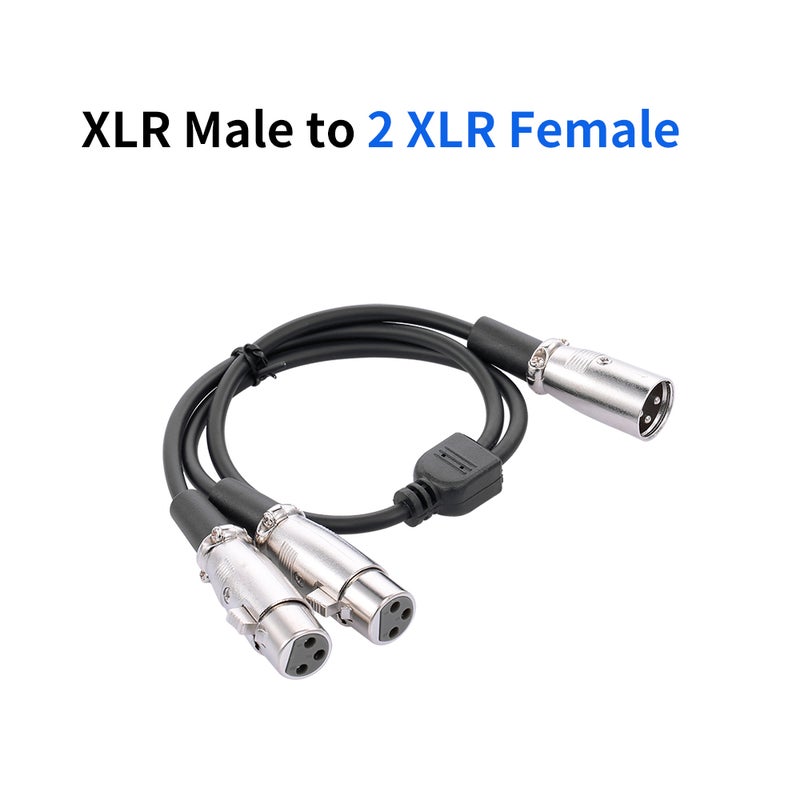 XLR Cable 1 Male to 2 Female Cannon Cable Microphone Audio Cable for Amplifier and Sound Console 50cm (Black) - Image 5