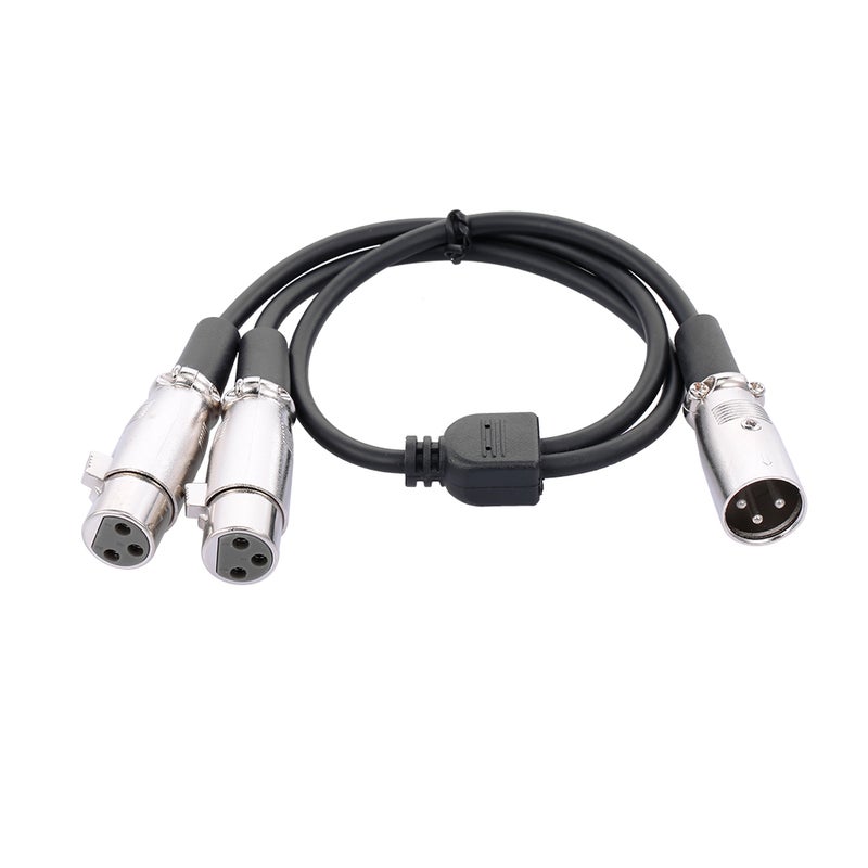 XLR Cable 1 Male to 2 Female Cannon Cable Microphone Audio Cable for Amplifier and Sound Console 50cm (Black) - Image 1