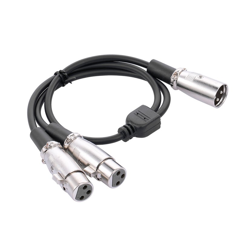 XLR Cable 1 Male to 2 Female Cannon Cable Microphone Audio Cable for Amplifier and Sound Console 50cm (Black) - Image 3