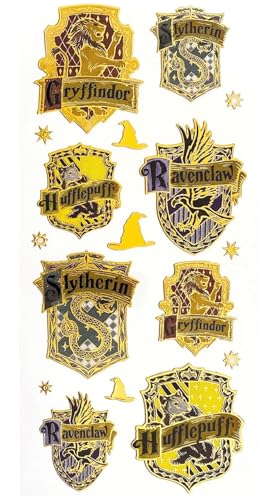 Paper House Productions Harry Potter Hogwarts House Crests Shiny Foil Enamel Effect Sticker Sheet for Crafts Scrapbooking Collecting