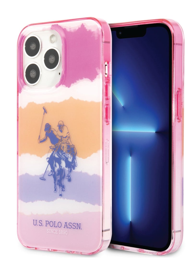 يو اس بولو غطاء بي سي / تي بي يو مع خطوط غير واضحة وشعار حصان لهاتف أيفون 14 برو ماكس - وردي - Image 5