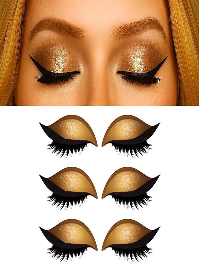Lazy Eye Shadow Eyelash Patch, Eyeshadow Eyelashes Makeup Stickers with False Lashes & Shadow, Makeup Stencils Sticker, Reusable Colorful Eyes Makeup-Sticker for All Eye Shapes (Gold) - Image 1