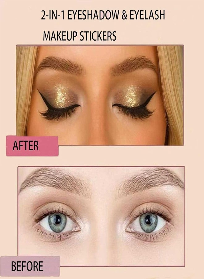 Lazy Eye Shadow Eyelash Patch, Eyeshadow Eyelashes Makeup Stickers with False Lashes & Shadow, Makeup Stencils Sticker, Reusable Colorful Eyes Makeup-Sticker for All Eye Shapes (Gold) - Image 4