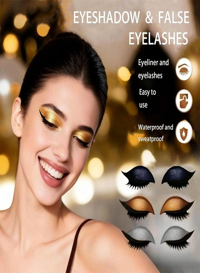 Lazy Eye Shadow Eyelash Patch, Eyeshadow Eyelashes Makeup Stickers with False Lashes & Shadow, Makeup Stencils Sticker, Reusable Colorful Eyes Makeup-Sticker for All Eye Shapes (Gold) - Image 5