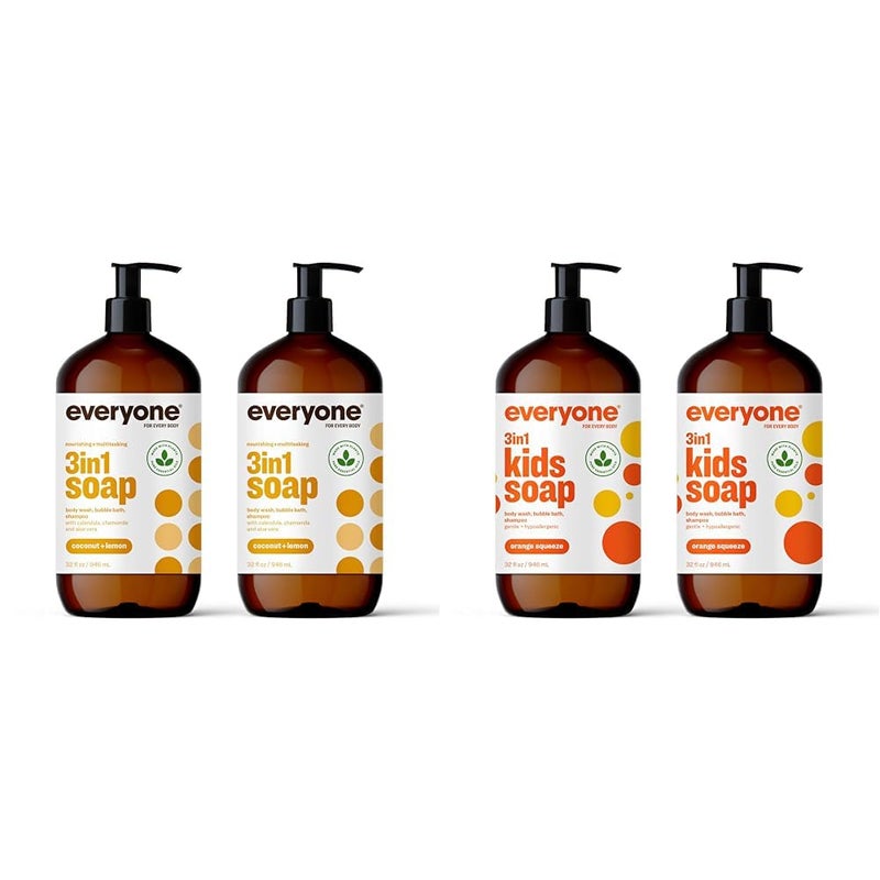 Everyone 3in1 Kids and Adults Shampoo Bubble Bath and Body Wash 32 Fl Oz Pack of 4