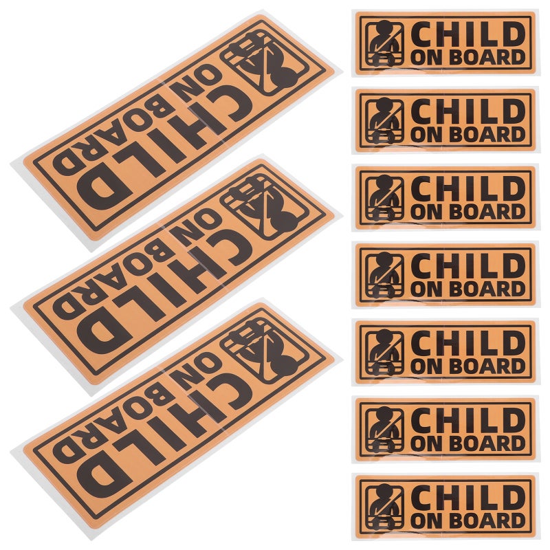10pcs Child Signs For Car - Bright Yellow Baby Decal - Child Warning Sticker Cute Rear Safety Sign For Exterior Truck Accessories - Image 1