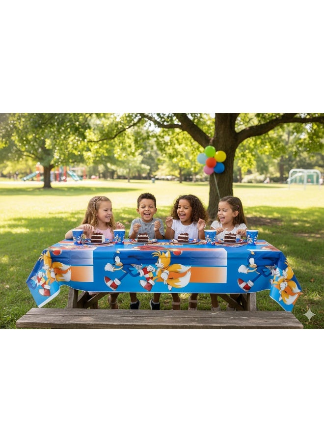 Ciao Sonic the Hedgehog Plastic Tablecloth – 120 x 180 cm Party Table Cover with Sonic, Tails & Knuckles Design - Image 2