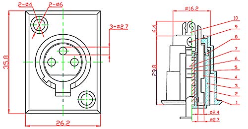 CERRXIAN XLR 3 Pin Female Jack Socket Keystone Wall Plate Panel Mount Audio Microphone Connector Adapter Converter (2-Pack) - Image 3