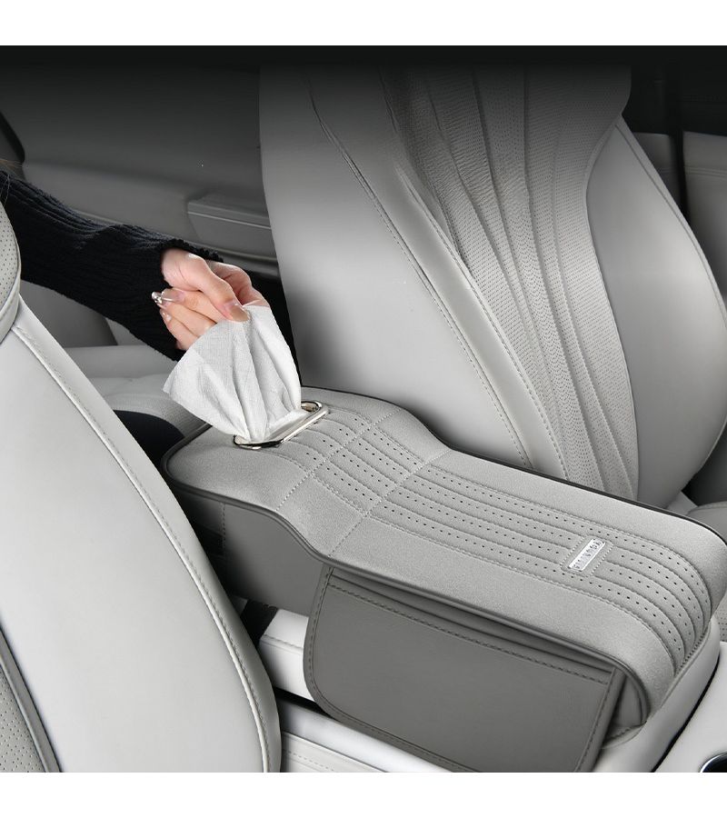 Beige PU Leather Seat Gap Car Pad Tissue Box Holder Pull Up Tools Wedge Coin Slot Crevice Organizer Storage Bag For Car Seat Infills Flocking Lining Mute Anti-Shaking Self-Adhesive Installation - Image 4
