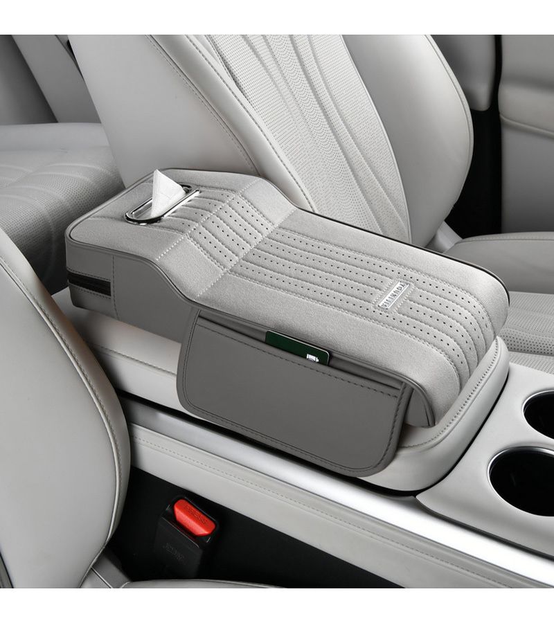 Beige PU Leather Seat Gap Car Pad Tissue Box Holder Pull Up Tools Wedge Coin Slot Crevice Organizer Storage Bag For Car Seat Infills Flocking Lining Mute Anti-Shaking Self-Adhesive Installation - Image 1