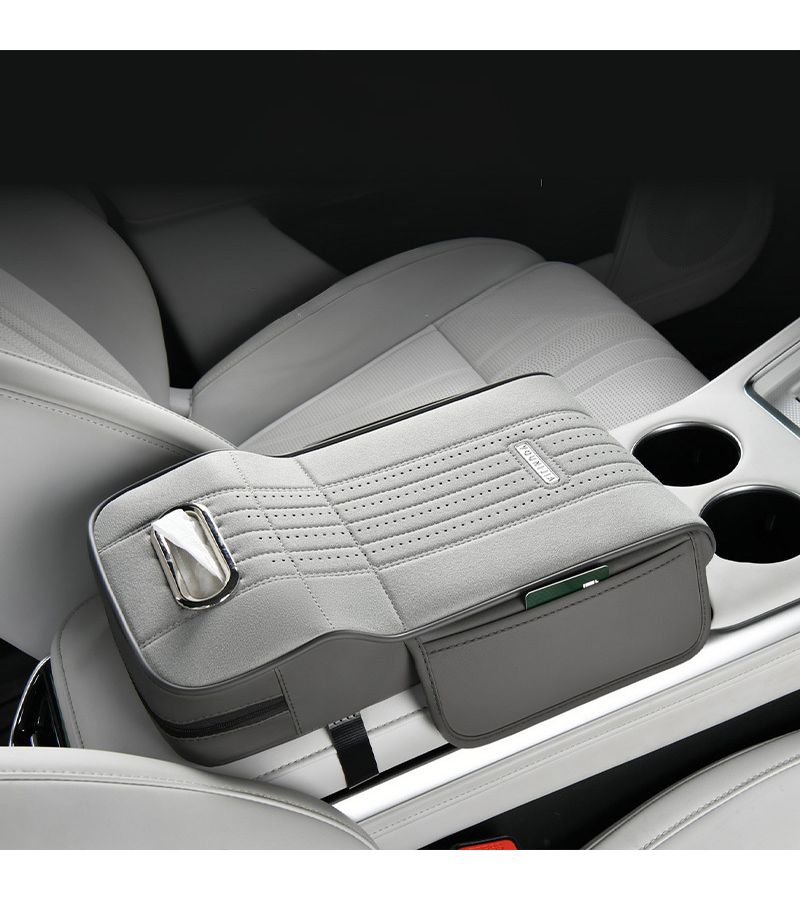 Beige PU Leather Seat Gap Car Pad Tissue Box Holder Pull Up Tools Wedge Coin Slot Crevice Organizer Storage Bag For Car Seat Infills Flocking Lining Mute Anti-Shaking Self-Adhesive Installation - Image 5