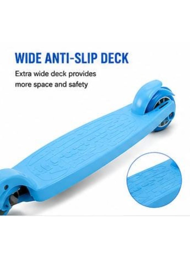 Kids 3 Wheel Scooter with LED Flashing Wheels | 5-Level Height Adjustable Kick Scooter | Lean to Steer | Anti-Slip Deck | Lightweight Outdoor Scooter for Boys & Girls | Blue - Image 5
