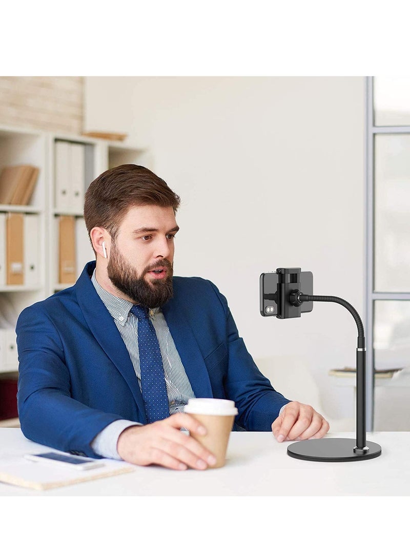 Excefore Cell Phone Stand, Adjustable Height & Angle Phone Holder Flexible Arm Universal Phone Stand for Desk, Aluminum Alloy Desktop Cell Phone Holder Compatible with 3.5"-6.5" Device  - Image 3