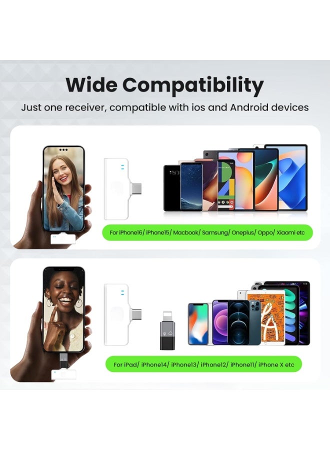 TNW Wireless Lavalier Microphone for iPhone & Android – Dual Lapel Mic with 70M Range, 45H Battery, Built-in Wind Filter, ANC Noise Cancellation, Ideal for Interviews, Vlogs, Live Streaming (White) - Image 2