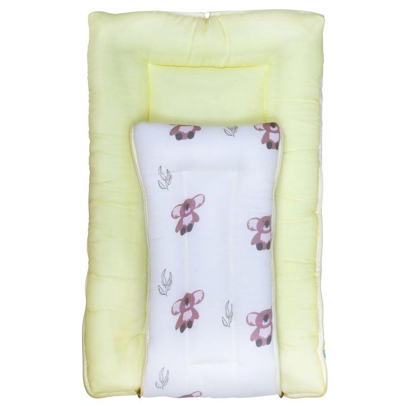 1st Step سرير الأطفال من القطن الموسلين 3 في 1، كيس نوم وعش محمول، فراش أطفال من القطن للمواليد والرضع، مهد محمول، لحمل الأطفال والنوم، سرير نوم للأطفال (YLBEAR) - Image 5