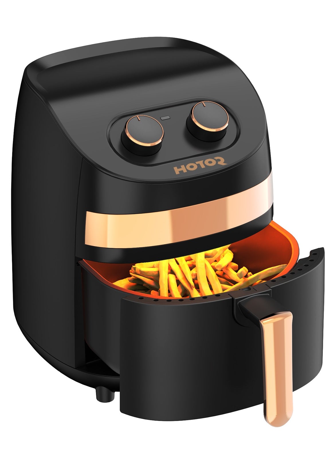 HOTOR Air Fryer With Adjustable Temperature Control For Healthy Food Without Oil 3.5L Black/Gold 