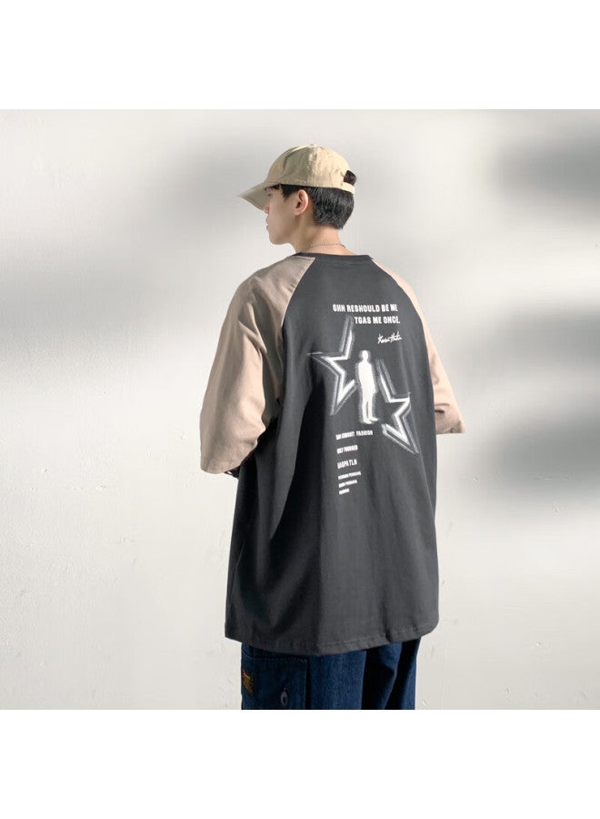 Foss Phil Men's Short Sleeve T-shirt Summer Fashion Brand Patchwork Tee Men's Casual Color Block Half Sleeve Top 3968 Dark Grey XL - Image 3