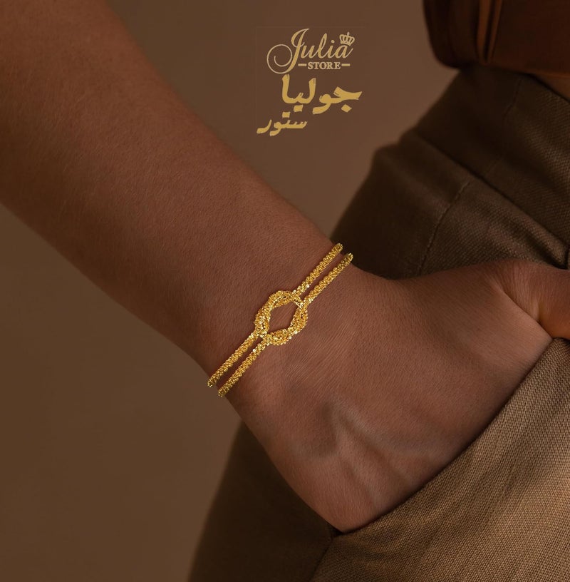 سوار أنيق وعصري مطلي بالذهب عيار 18 قيراطًا من الفولاذ المقاوم للصدأ، بتصميم متشابك للحب، قطعة مجوهرات فاخرة بتصميم كلاسيكي، هدية مثالية. إسورة حريمي أنيقة من الستانلس ستيل بتصميم عصري، مقاومة للصدأ، مناسبة للاستخدام اليومي والهدايا - Image 4