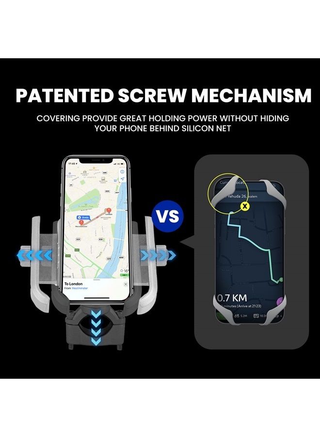 ILM Motorcycle Phone Mount Premium Aluminum Universal Bike Rack Handlebar Holder Fits iPhone 7 | 7 Plus, 8 | 8 Plus, iPhone 12 | 13Pro Max, Galaxy, Holds Phones Up to 3.7" Wide Model A10(Silver) - Image 3