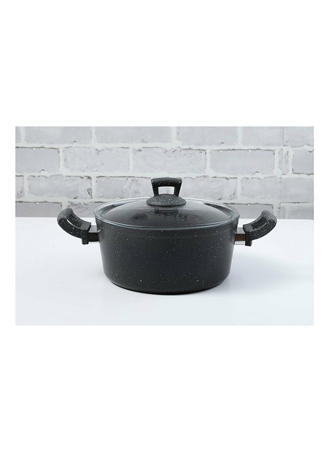 Hascevher Germanitium Cooking Pot 28 cm Non-Stick Granite Pattern with Lid  - Image 3