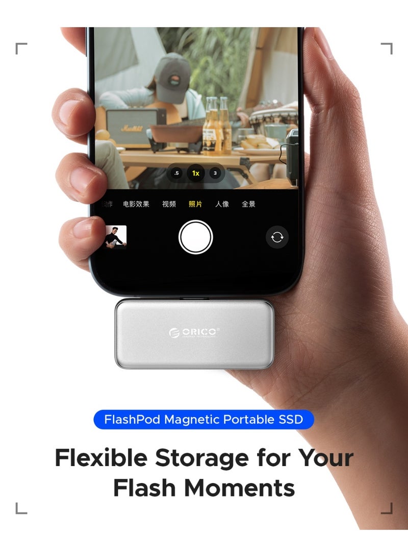 Orico 512GB Magnetic External SSD, 4K ProRes HDR Record and Store, Plug-in/Magnetic Portable SSD -20Gbps, Compatible with USB-C Smartphone - Image 2