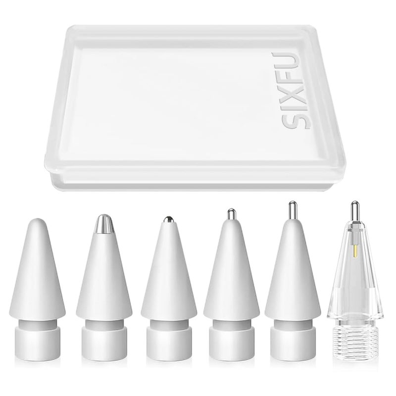 SIXFU Replacement Pencil Tips for Apple Pencil, Multiple Durable iPencil Tip Nibs Accessories for iPad Pro/Apple Pencil Pro/USB-C/ 1st Gen/ 2nd Generation (6 PCS) - Image 1