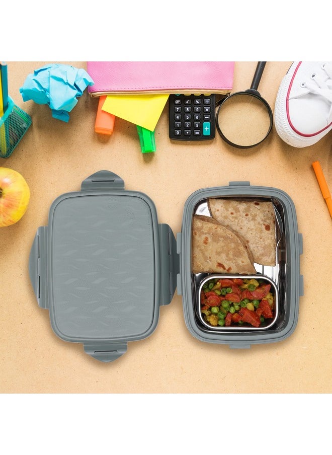 JAYPEE JAYPEE Stainless Steel Insulated Lunch Box Wavesteel Jr. Green, 500 ml, Airtight Tiffin Box for School Kids |Spillproof with Silicon Seal | Food Grade | BPA Free  - Image 2