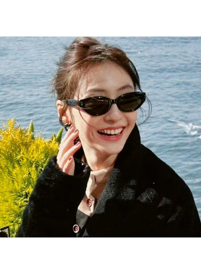 Bwnk Sungl For Women, Retro Cat-eye Style, High-end Narrow Frame Gl, Trendy Uv Protection And Sun Protectio - Image 1