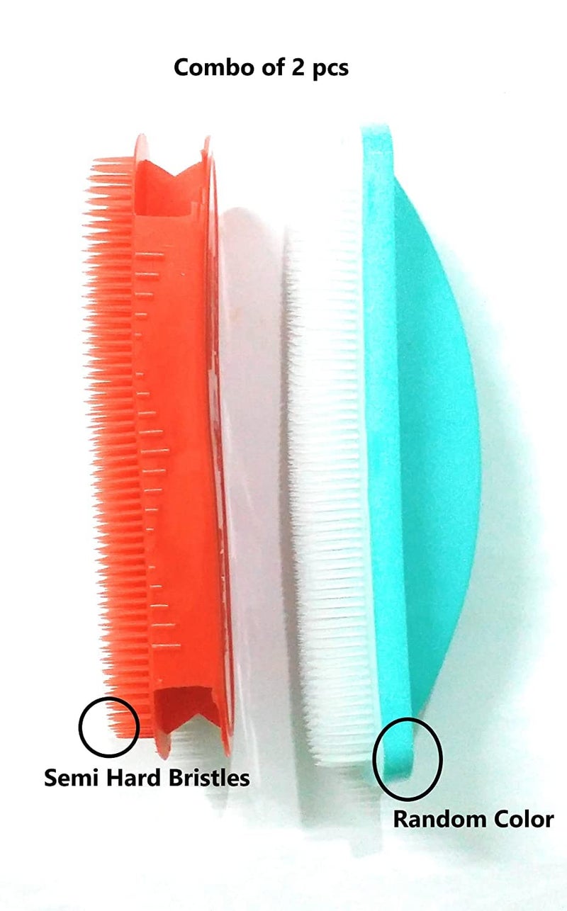 advancedestore advancedestore Cloth Washing Brush with Semi Hard Bristles for Cleaning Clothes 1 Medium 1 Large Multicolour 4 pcs Set - Image 2