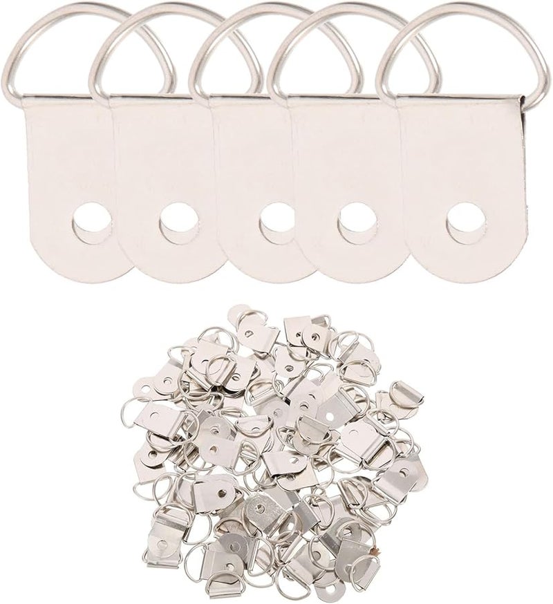 100 قطعة من خطاطيف الإطار الفوتوغرافي نصف الدائري الأسود، حلقات معدنية لتعليق اللوحات والصور - Image 1