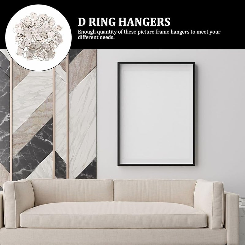 100 قطعة من خطاطيف الإطار الفوتوغرافي نصف الدائري الأسود، حلقات معدنية لتعليق اللوحات والصور - Image 5