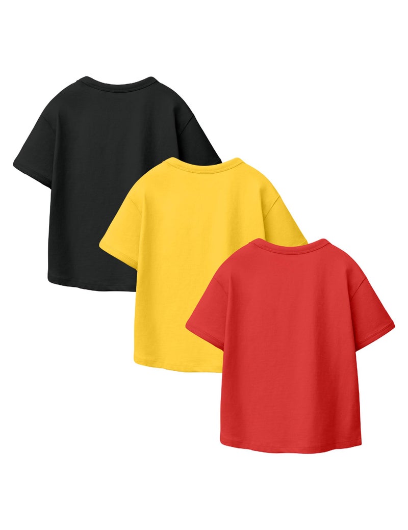 SHODOX® Girls Cotton Blend Printed Regular Fit Half Sleeve Multicolor T-Shirts (Pack of 3) - Image 2