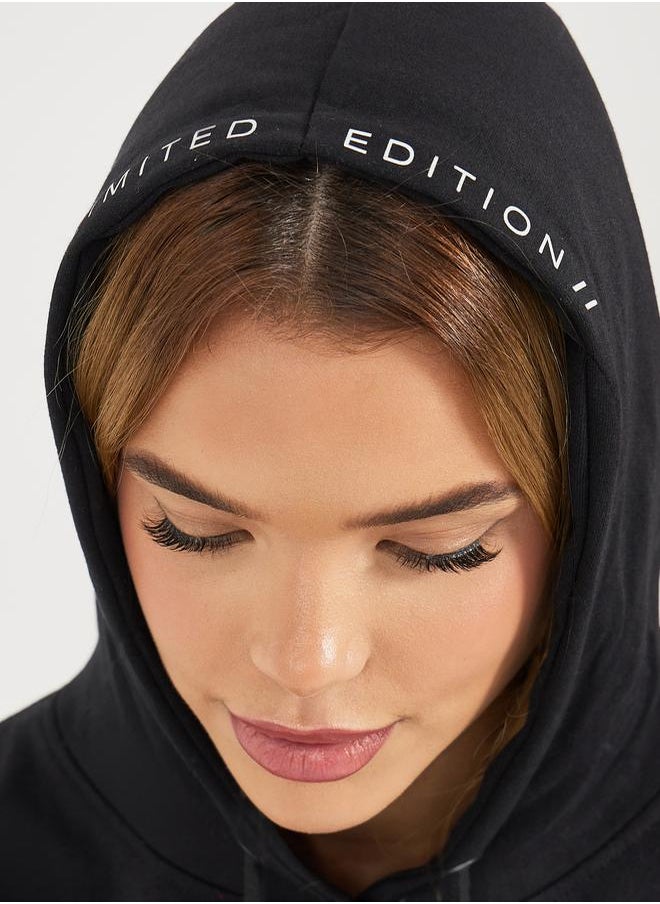 Styli Hooded Black Midi Dress  - Image 5