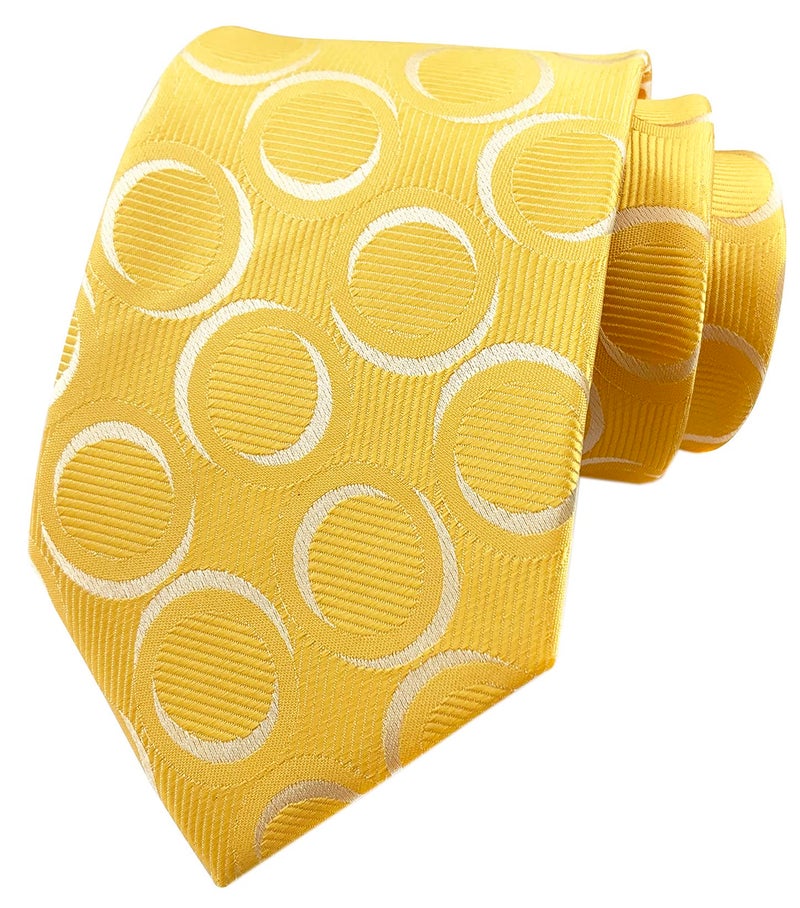Ctskyte Men's Gold Yellow Silk Ties Daily Dress Neckties for Spring and Summer Weddings - Image 1