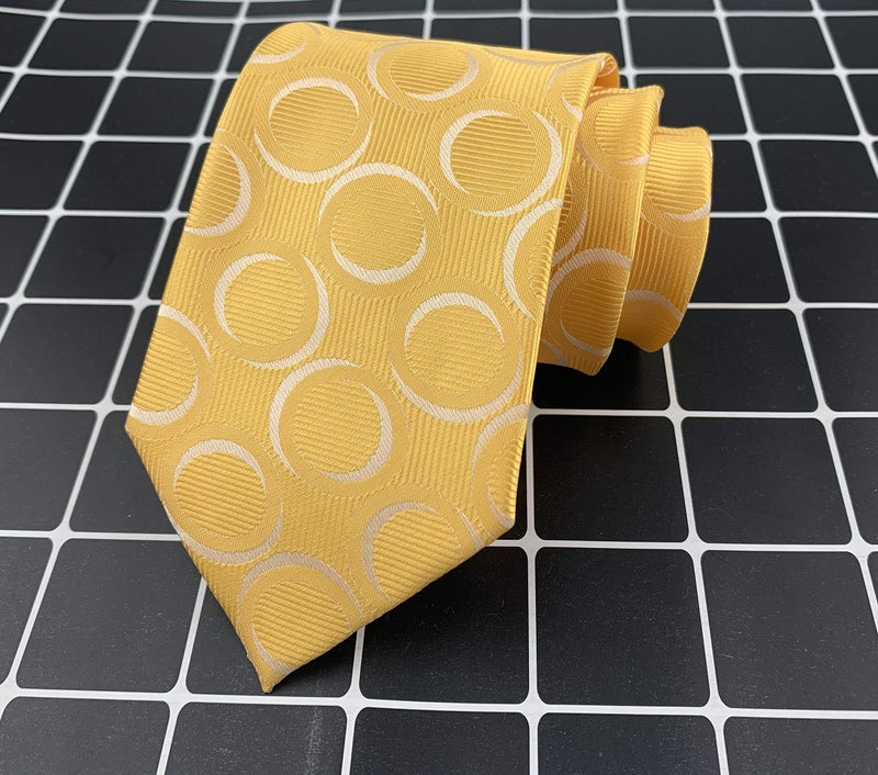 Ctskyte Men's Gold Yellow Silk Ties Daily Dress Neckties for Spring and Summer Weddings - Image 3