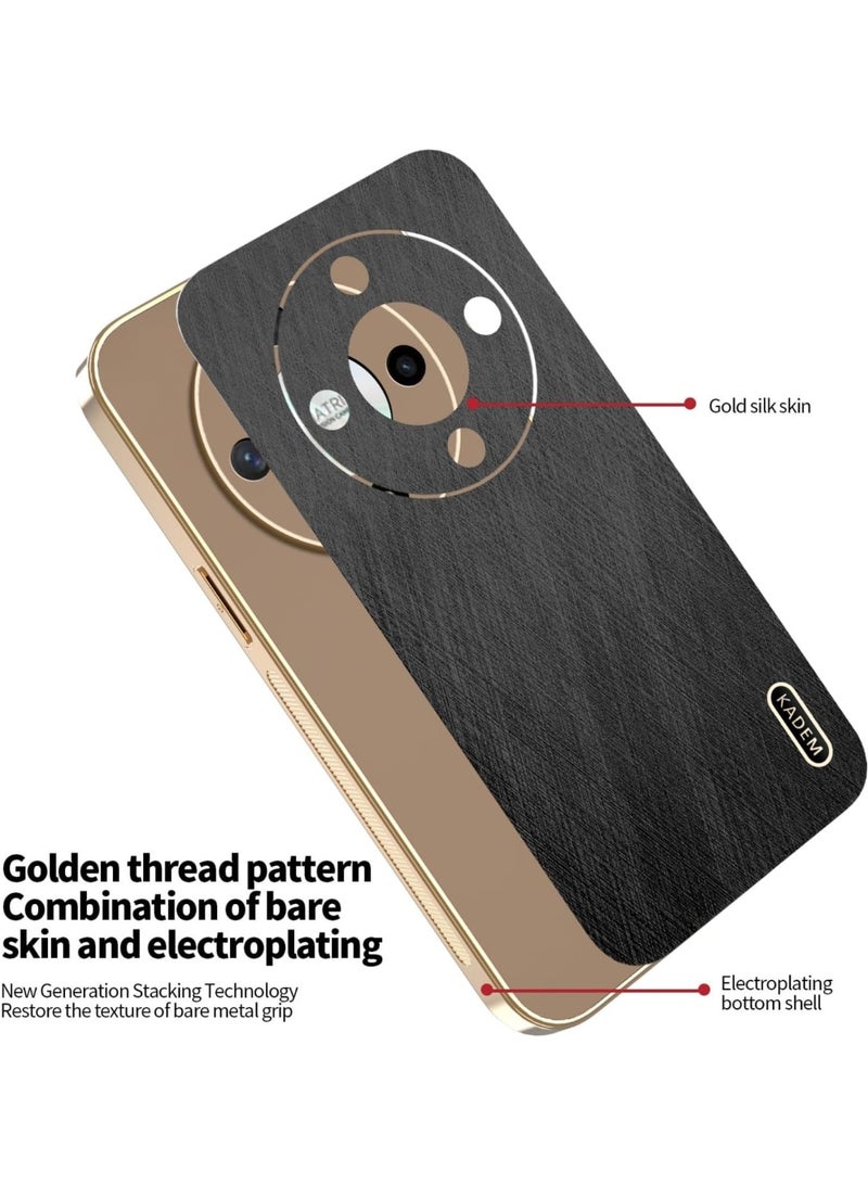 دكينج غطاء واقٍ ضد الصدمات لهاتف Honor X9D، بنقشة ذهبية، غطاء هاتف Honor X9D نحيف من السيليكون المطلي بالأسود، جلد مضاد للبصمات (أسود) - Image 2