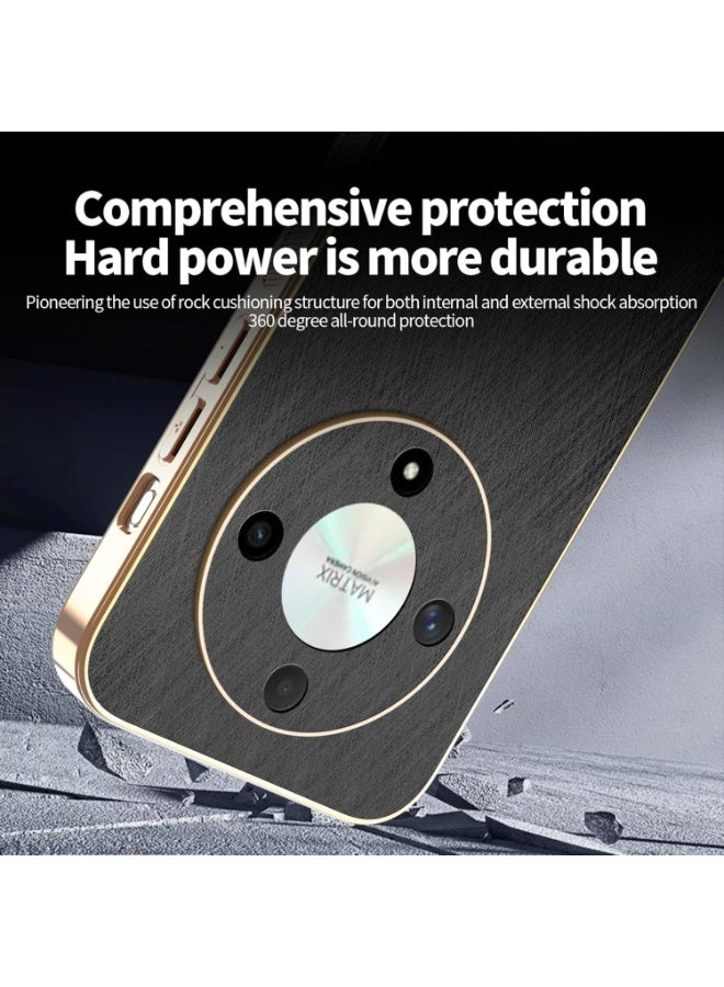 دكينج غطاء واقٍ ضد الصدمات لهاتف Honor X9D، بنقشة ذهبية، غطاء هاتف Honor X9D نحيف من السيليكون المطلي بالأسود، جلد مضاد للبصمات (أسود) - Image 4