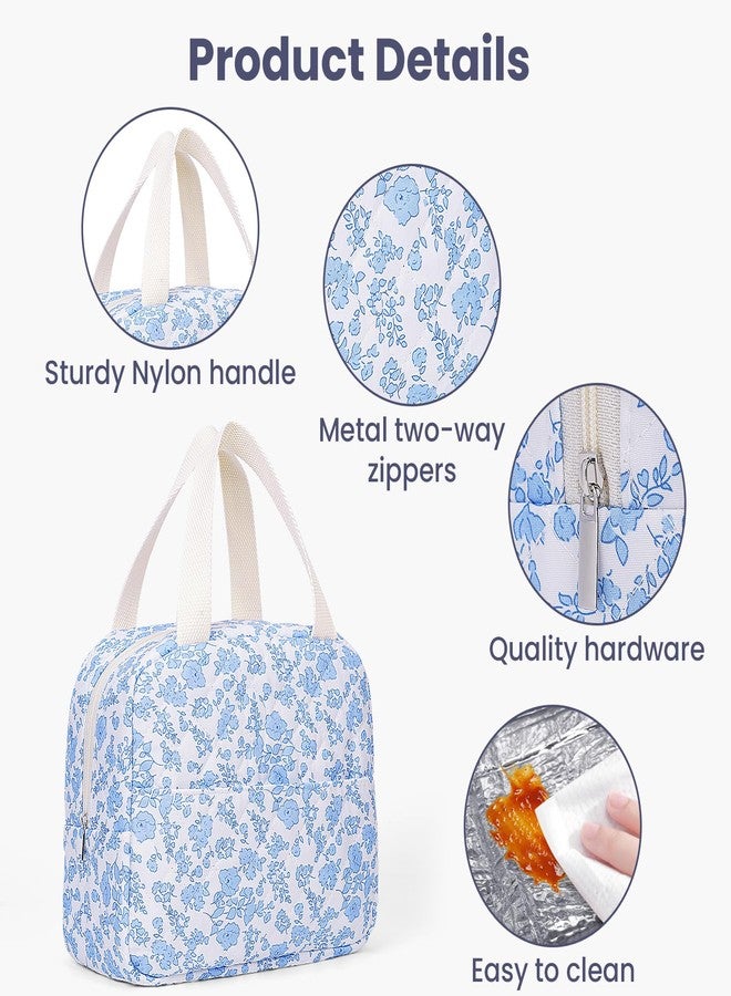 BBIQI Cute Lunch Box for Women Small Floral Lunch Box Quilted Lunch Bag Insulated Lunch Bag for Work - Image 5