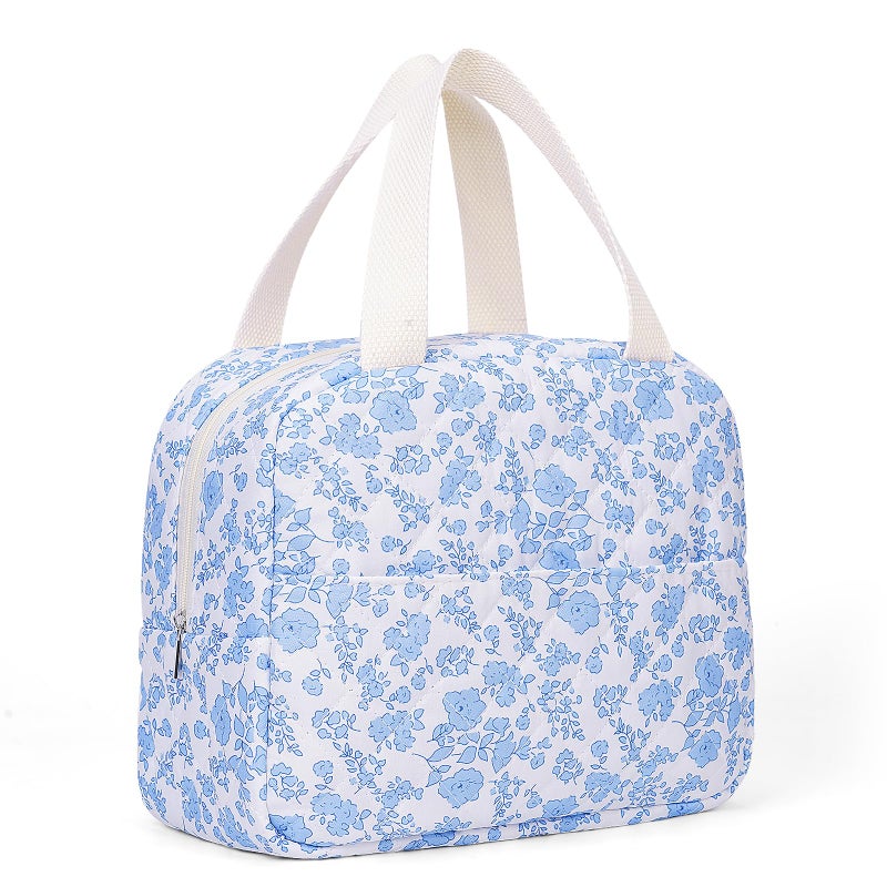 BBIQI Cute Lunch Box for Women Small Floral Lunch Box Quilted Lunch Bag Insulated Lunch Bag for Work - Image 1