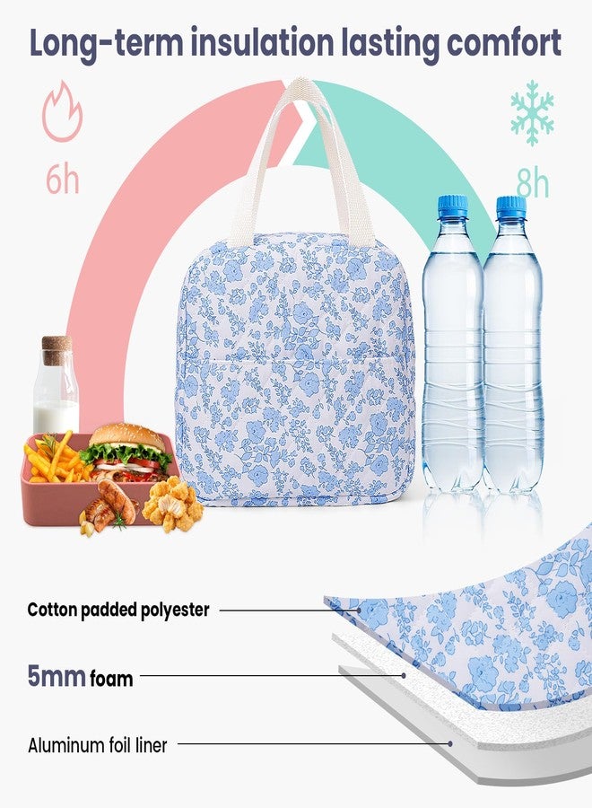 BBIQI Cute Lunch Box for Women Small Floral Lunch Box Quilted Lunch Bag Insulated Lunch Bag for Work - Image 2