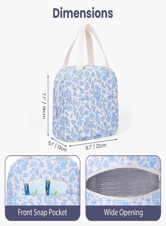 BBIQI Cute Lunch Box for Women Small Floral Lunch Box Quilted Lunch Bag Insulated Lunch Bag for Work - Image 3