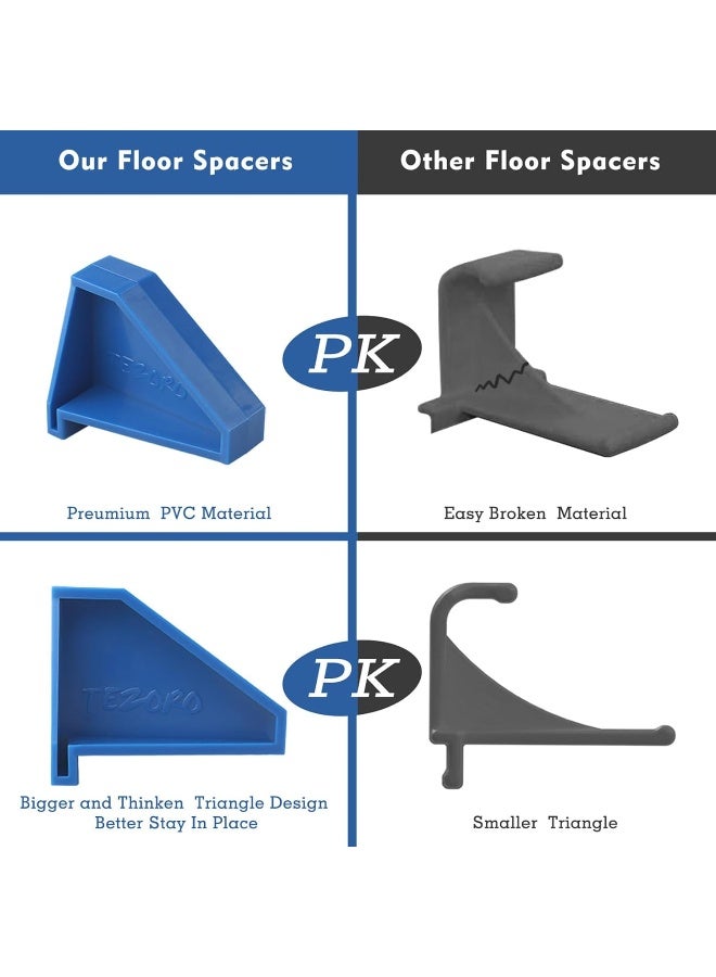 Tezoro Flooring Spacers,Laminate Wood Flooring Tools,Compatible w/Vinyl Plank, Hardwood & Floating Floor Installation etc,Hardwood Flooring w/1/4 Gap,Special Triangle Stay in Place (24) - Image 3